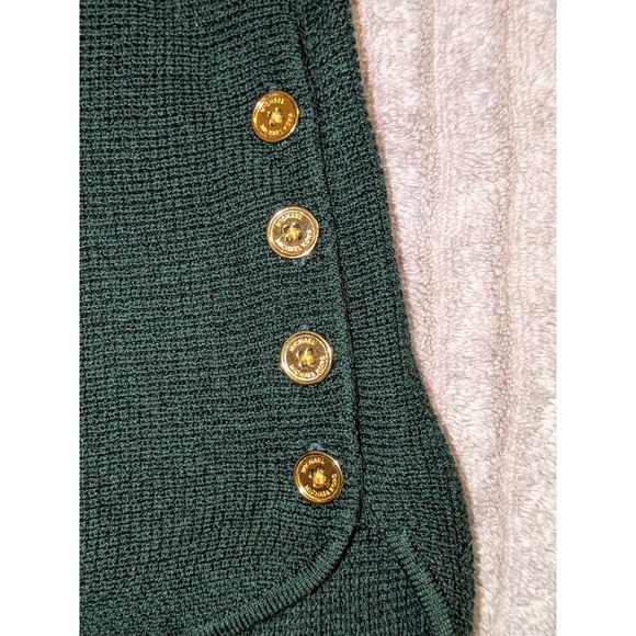 MICHAEL Michael Kors Dark Green Ribbed Gold Button‎ Side Detail Sweater Size S - Picture 5 of 9